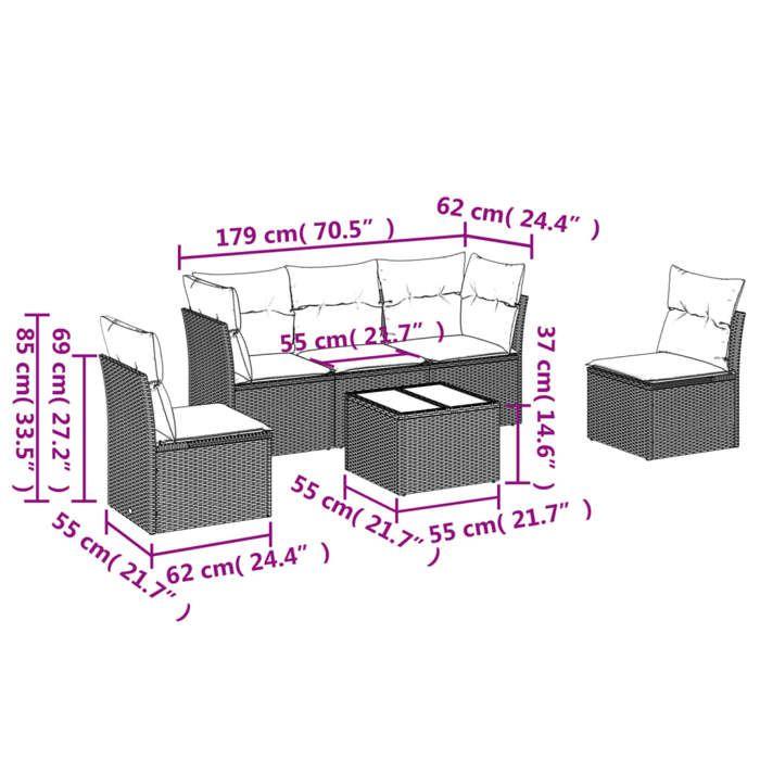 VidaXL Garden Lounge Set 6 Pcs with Grey Cushions Wicker 3217360