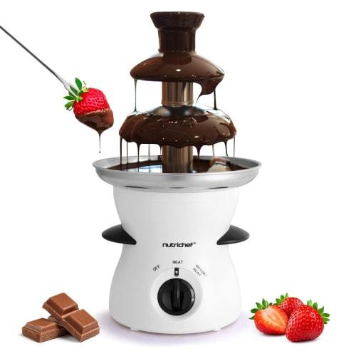 NutriChef 3-Tier Chocolate Fountain - Electric Stainless Steel Chocolate Melts Dipping Warmer Machine