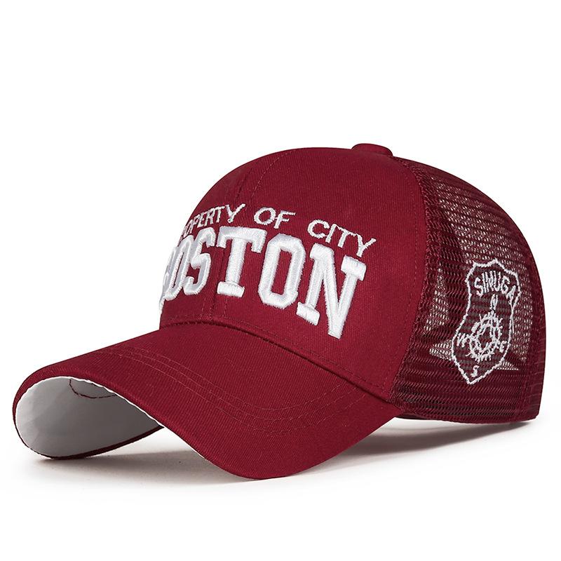 

Northwood Новая летняя бейсболка BOSTON Letters Mesh, солнцезащитный козырек для мужчин и женщин, вышитая дышащая сетчатая кепка Trucker Hat с язычком утки 55-60 cm