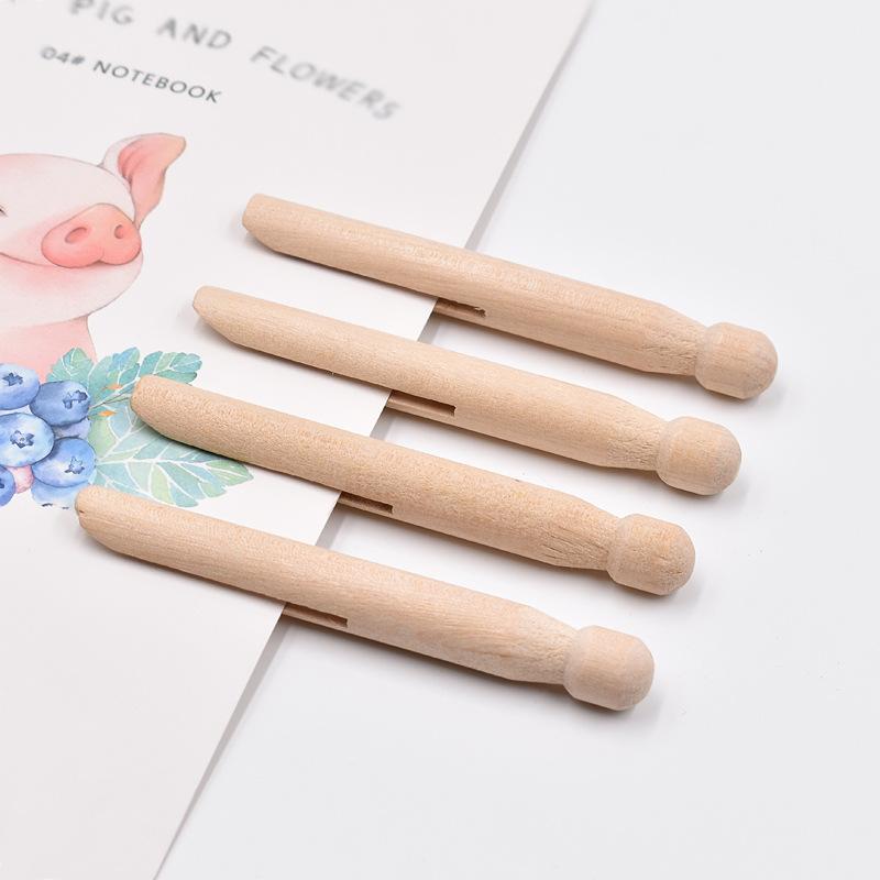 10PCS Round Wooden Clothespins Dolly Clothes Pegs Old Fashioned Wood Clothes Pin for Craft Laundry Peg Outdoor Clothesline
