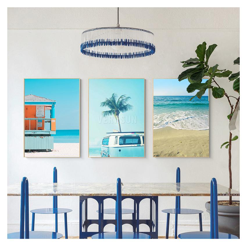 Quotes Wall Art Canvas Painting Nordic Posters And Prints Wall Pictures For Living Room Decor Sea Beach Surf Car Coconut Tree