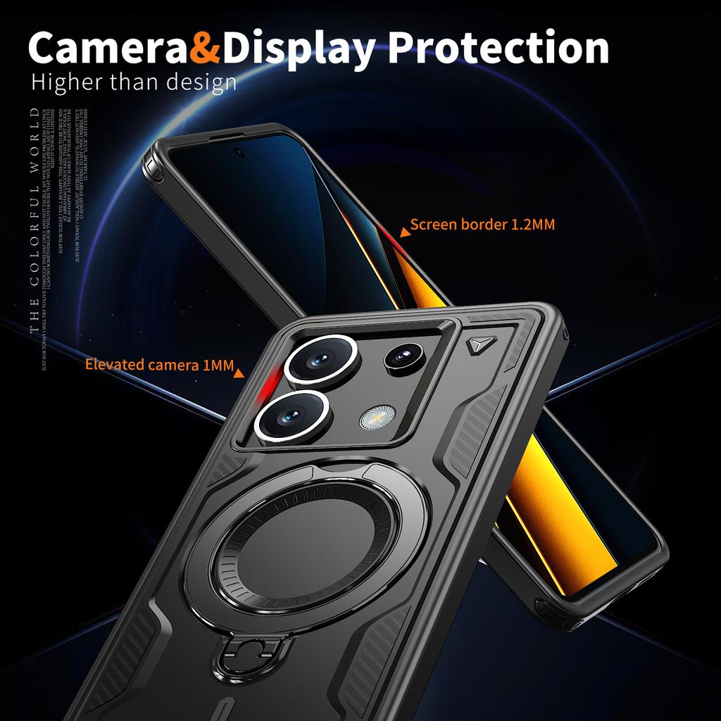 For Xiaomi Poco X6 5G Case Compatible with MagSafe Military Protection PC+TPU Kickstand Phone Cover