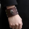 2024 Men's Cowhide Skull Bracelet: European & American Style, Wide Leather Design