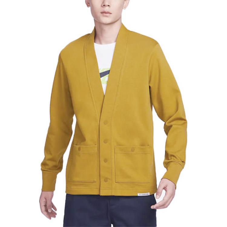 Nike Cardigan Tricoté à Manches Longues Couleur Unie Dri-FIT Standard Issue Homme cardigans Cuivre FB5465-716
