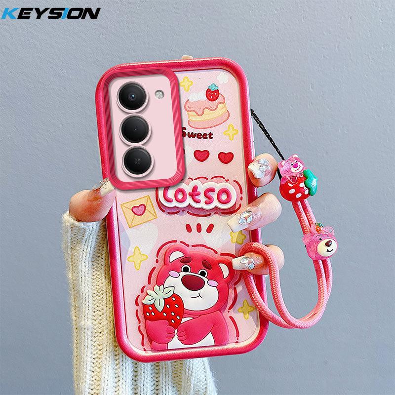 KEYSION Shockproof Case for Redmi 15 5G with Lanyard Soft Silicone Cute 3D Cartoon Doll Phone Back Cover for Xiaomi Redmi 15 5G