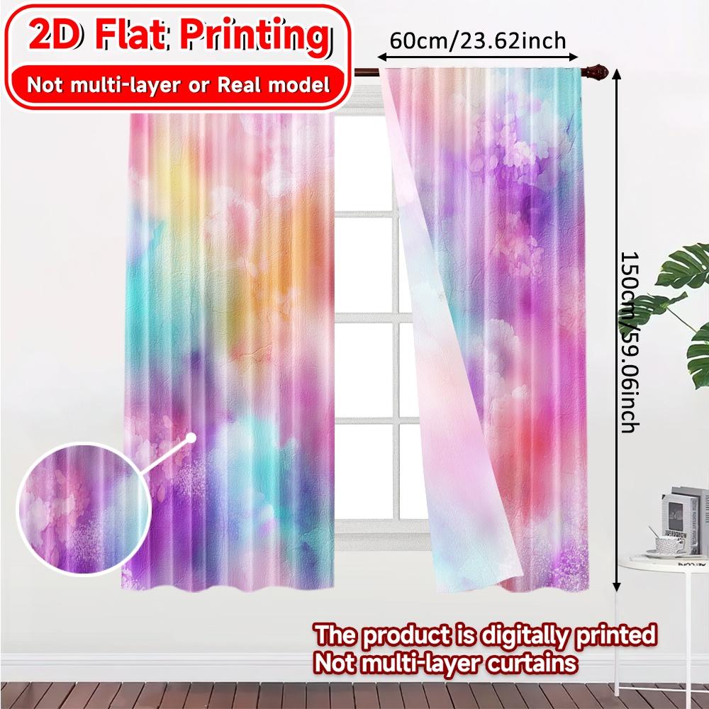 2D FLAT PRINTING 2pcs Curtains (Without Rod) Pastel Colors Window Curtains Holiday Women is Day Printed Curtains Yarn Curtains