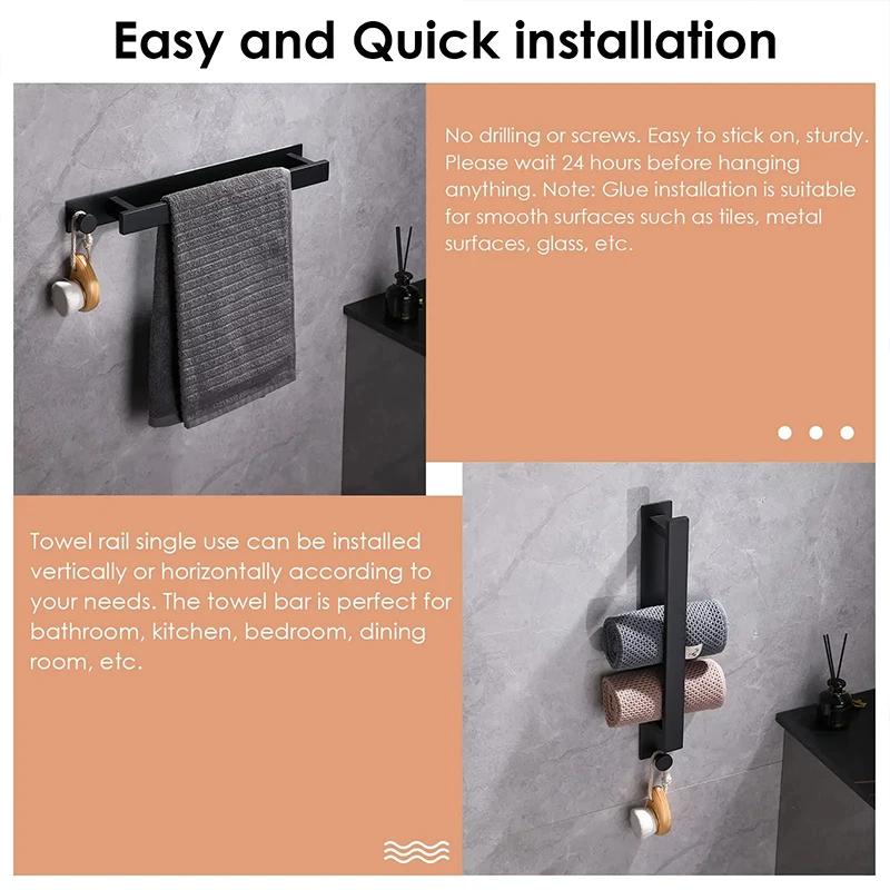 Self-Adhesive Towel Holder No Drilling Stainless Steel Guest Towel Holder Easy To Install for Hanging Bathroom Wall Guest Toilet