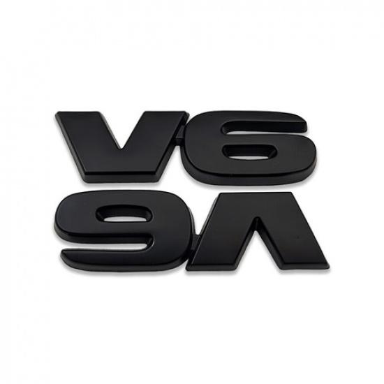 2x Black Metal V6 Emblem 3D V-6 Engine Bagde Car Fender Sticker Sport Decal