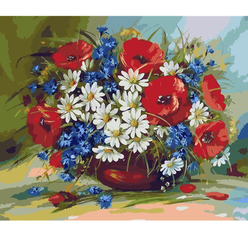 Artistic Flower Picture Unframd Handmade Oil Painting DIY Digital Kits Canvas Draw Home Decro Gift