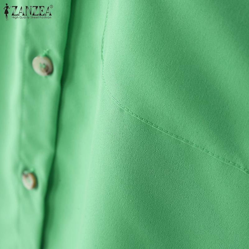 ZANZEA Chemisier d'été ample à manches courtes et col rond pour femme