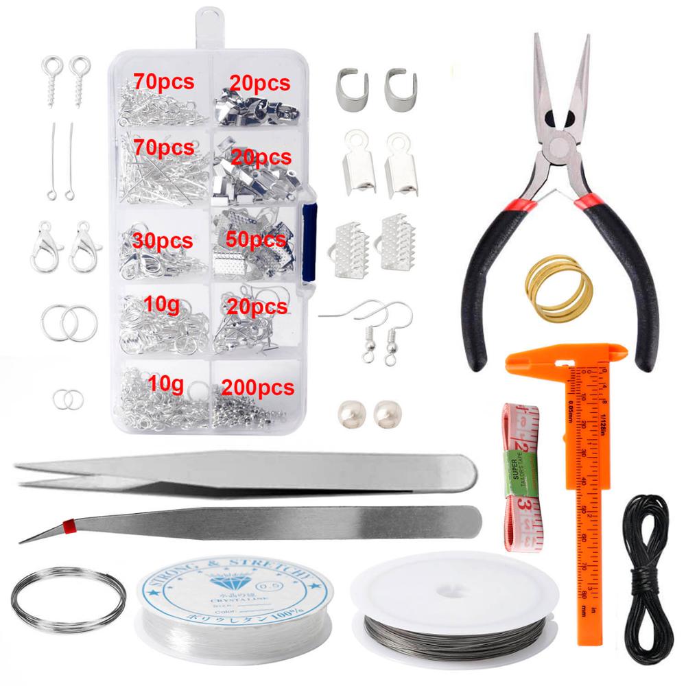 Alloy Accessories Jewelry findings Set Jewelry Making Tools Copper Wire OpenJump Rings Earring Hook Jewelry Making Supplies Kit