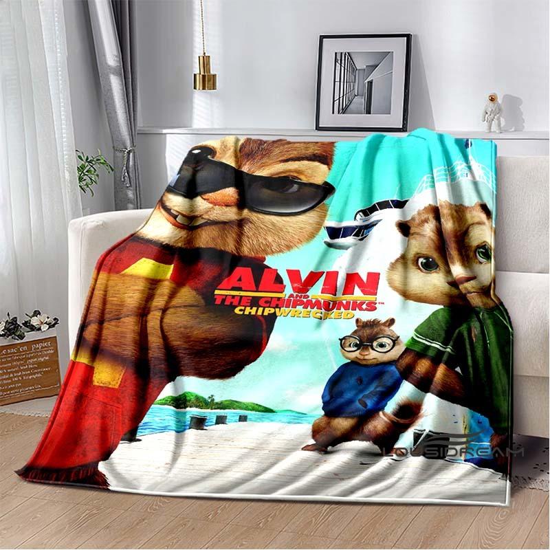 La manta de franela de la caricatura Alvin y las Ardillas es suave y cálida, adecuada para dormitorios, salas de estar, mesitas de noche, viajes