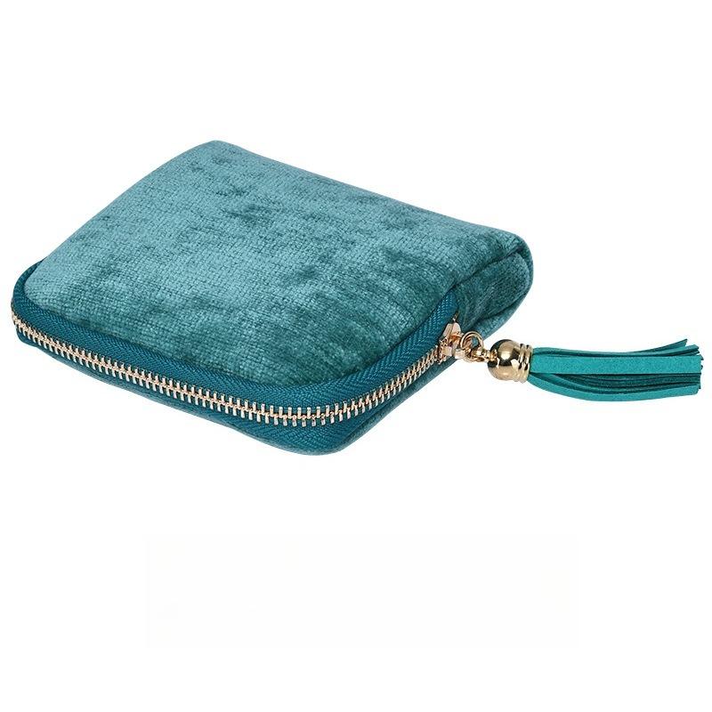 

1pcs Tassel Storage Jewelry Pouch Bracelet Bangle Necklace Ring Organizer Metal Zipper Portable Jewelry Storage Bag зелёный