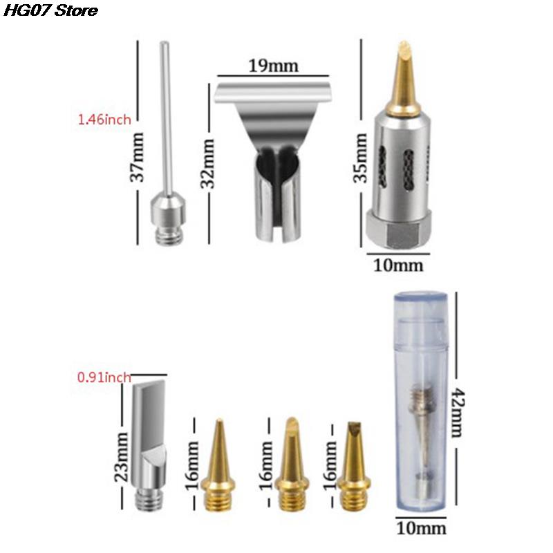 High Quality 5/6pcs Butane Gas Soldering Iron Kit Welding Kit Torch Pen Tool Copper+Iron Gas Welding Kit Gas Soldering Iron Head