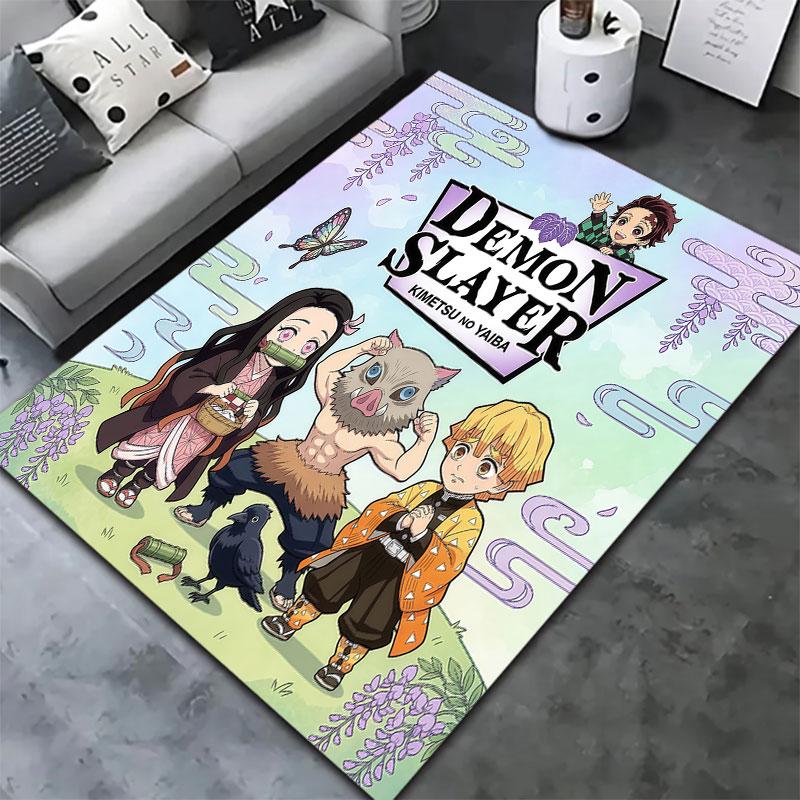 Demon Slayer Teppe Teppe For Stue Soverom Hjem Sofa Dekorasjon Barn Lek Sklisikker Gulvmatte