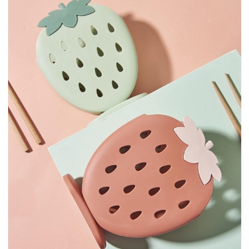 1pc Strawberry-shaped Kitchen Utensil Rack - Multifunctional Storage Box with Drainage
