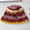 Winter Stripe Pattern Crochet Bucket Hat Ladies Commute Camping Fisherman Cap with Stripe Pattern for Girlfriend