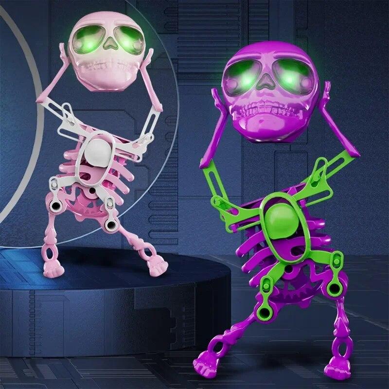 3D Skeleton Toy Fun Dancing Skeleton Toy Swinging Skeleton Toys Stress Relief Toys Manual Wind-Up Rocking Toy for Decorating