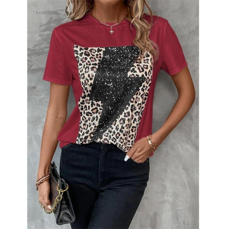 Leopard 3d Printed Kids Adult T-shirt Summer Women's Casual Outdoor Girl Short Sleeve Tees Top Pullover