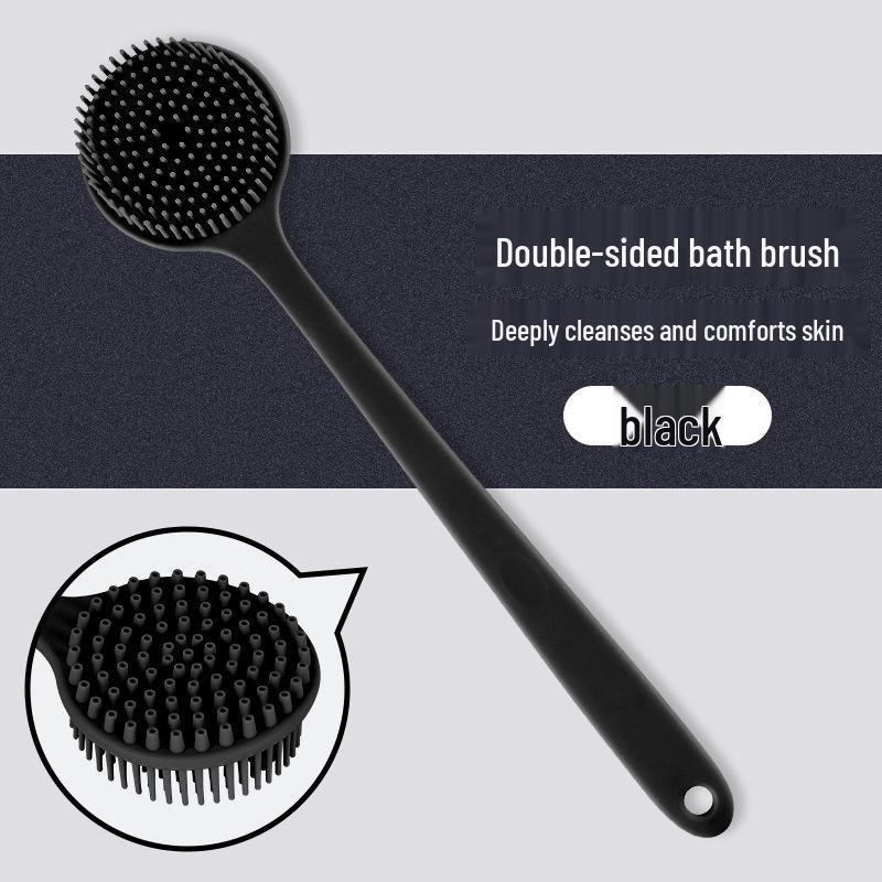Silicone Double-Sided Bath Brush with Long Handle - Massage Back Scrubber.