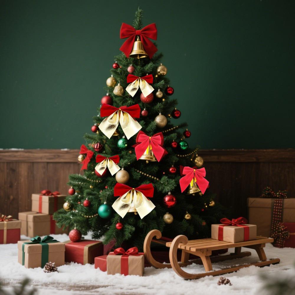 50Pcs Christmas Decor Christmas Tree Bow 5.5CM Red Velvet Bow Xmas Tree Ornaments Home New Year 2026 Home Decoration Mini Bows
