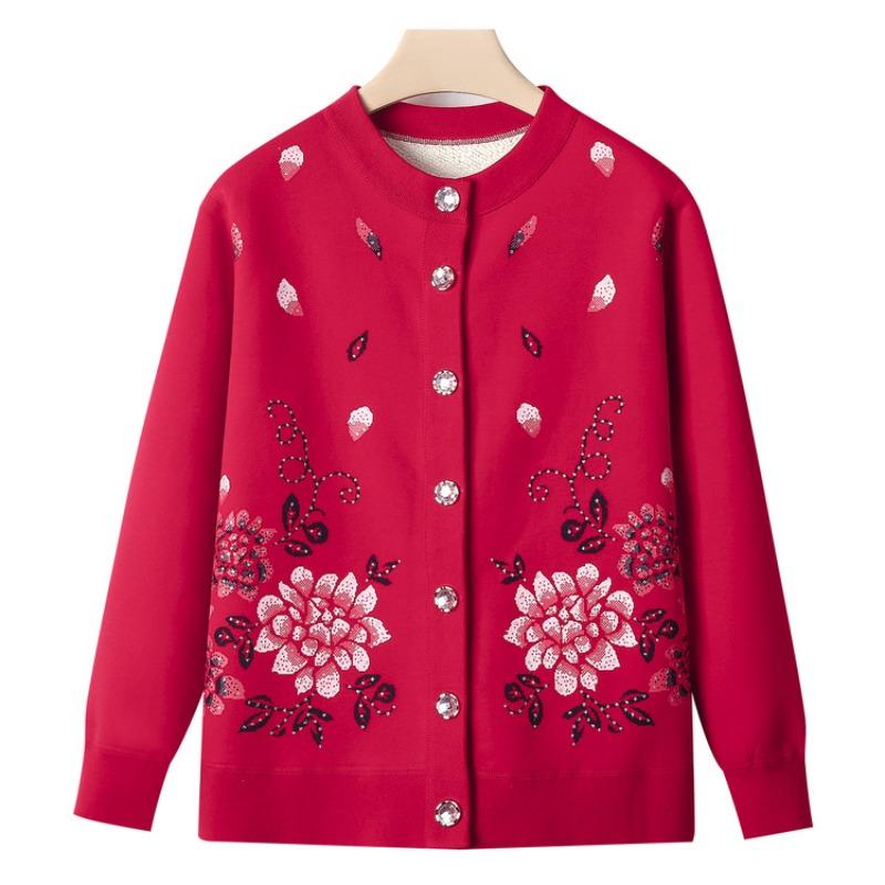 Grandma winter knitted sweater old man velvet cardigan female old lady autumn new clothes mother coat