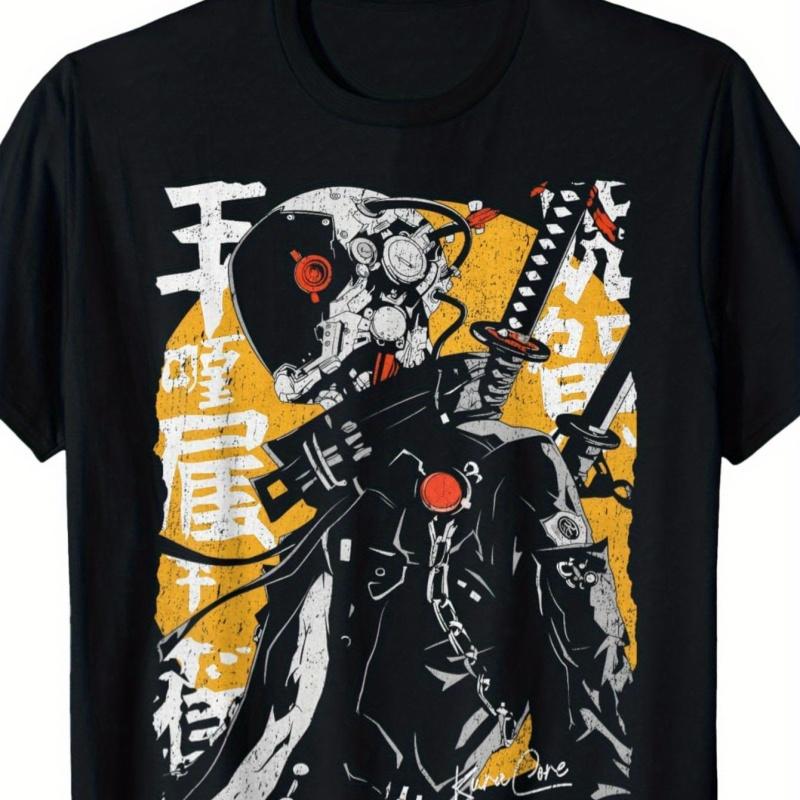 2026UnisexS UnisexS Japanese Cyberpunk Y2K Anime TShirt Cotton Retro Unisexga Streetwear with Japanese Text Kanji Print