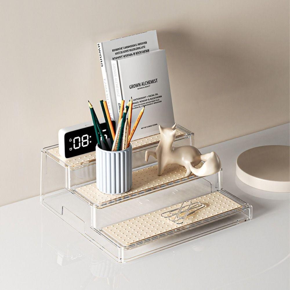 Scalable Perfume Organizer Non-slip 3 Tier Kitchen Spices Riser Ladder Shelf Storage Display Stand Cosmetics Rack