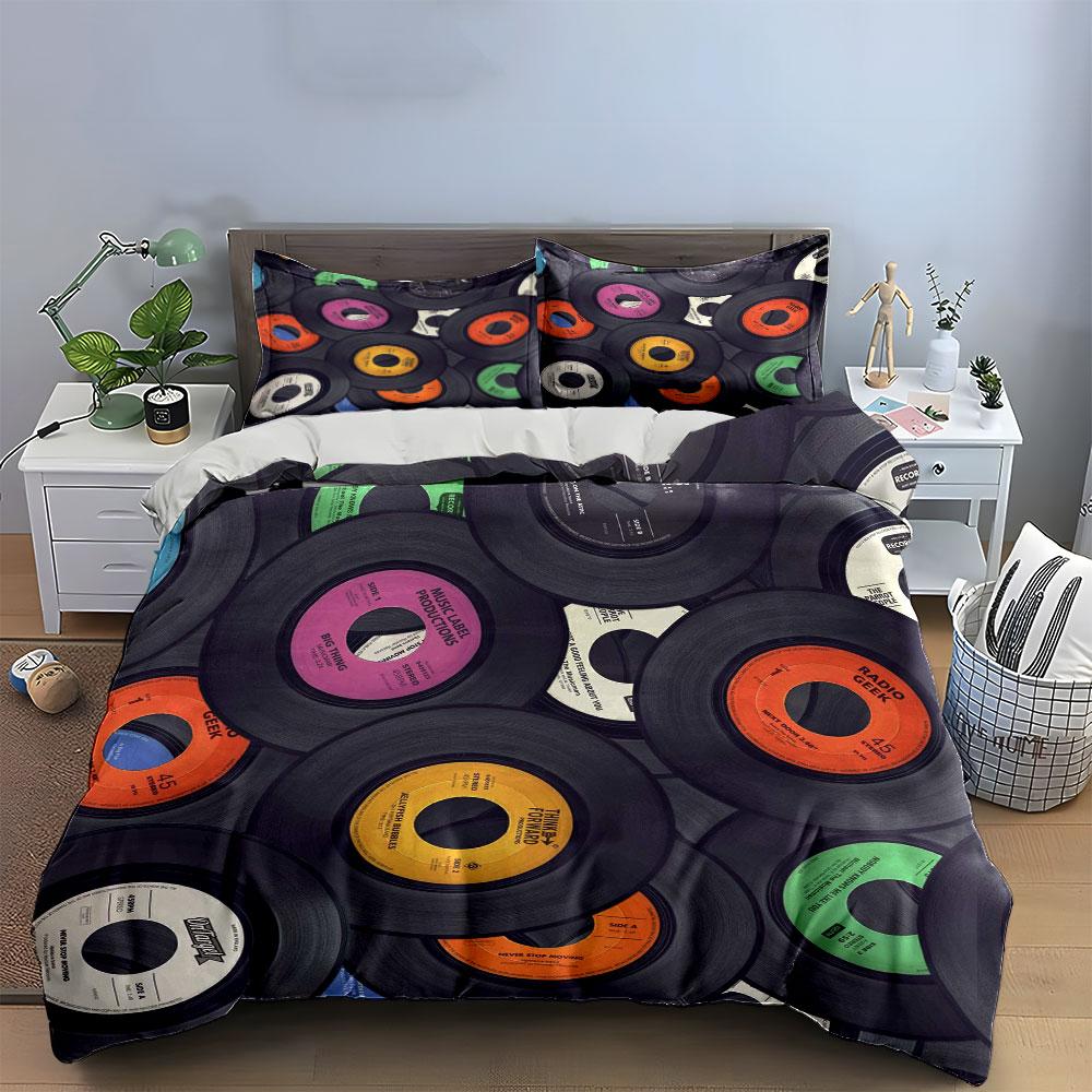 Vintage Vinyl Record Decor Set Multiple Sizes Kid'S And Adults' Bedroom Exquisite 3Pc Bedding Set, Gift
