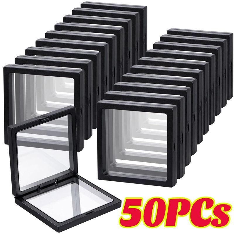 50/1pcs Transparent Sealed Portable Jewelry Display Storage Boxes with Anti-Oxidation Film for Rings Bracelets and Accessories