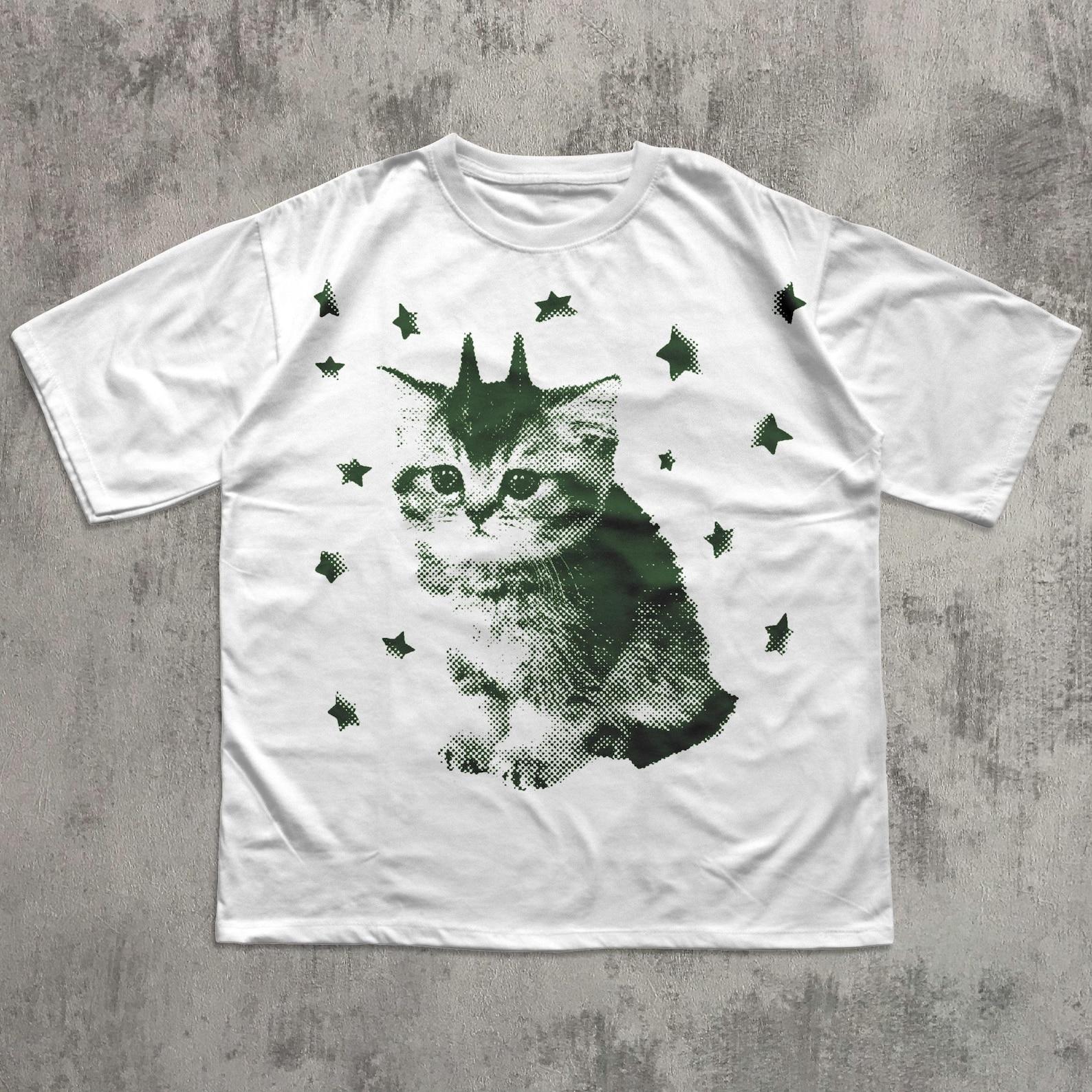 Y2k Alien Cat T shirt, 2000s Vintage Graphic Tee, 90s Retro Shirt, Silly Cats T shirt, Cat Lover Gifts, Ironic Kitten, UFO 2XL