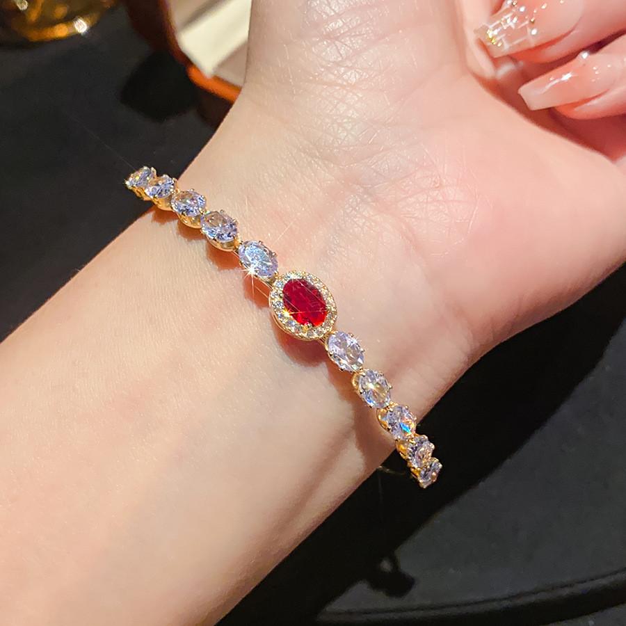 Animal Theme Zircon Butterfly Necklace And Earring Set With Copper Craftsmanship For Women Gold Red