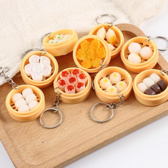 Keychain Pendant Food Steamer Design Lifelike Hanging Ornament Keys Backpack Car Decoration Daily Use Accessory
