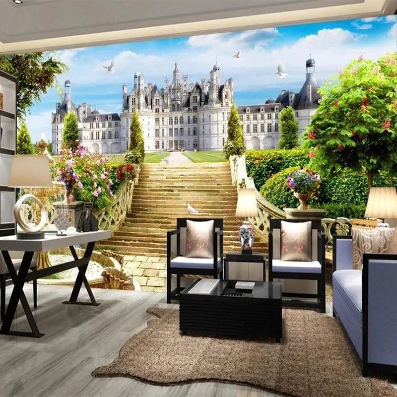 Tapet Stil European 3d Stereo Gradina Peisaj Fundal Fototapet Sufragerie