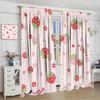 Erdbeer Frucht Blume Niedliche Vorhänge Groovy Funky Trendige Blumenbedruckte Stangentasche Fensterbehänge für Mädchen Schlafzimmer Wohnzimmer