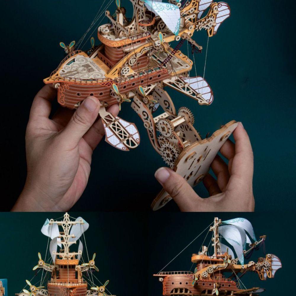 Assembly DIY 3D Wooden Puzzle Miniature Model Ship Building Block Kits  Children Kids Girls