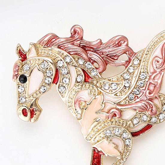 Fargerik Hest Brosje Strassbesatt Legering Hest Slagpin Dyr Brosjepin Antrekkstilbehør for Klær Hatter Vesker Skjerf