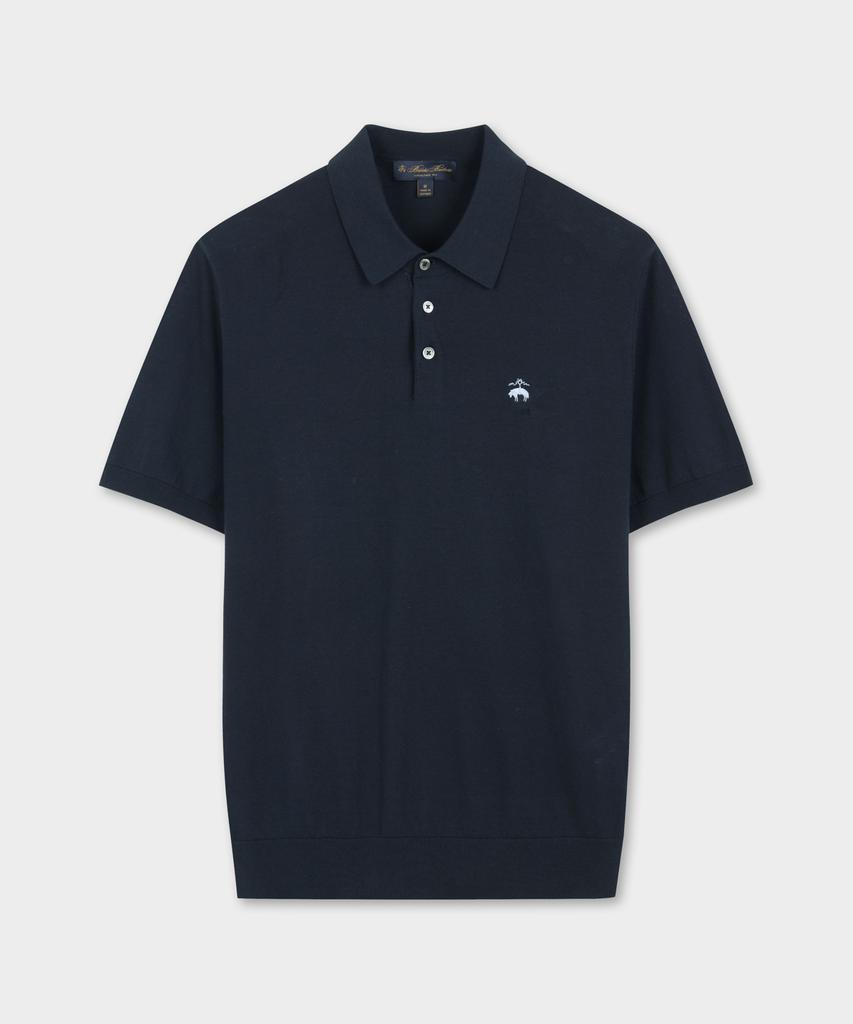 BROOKS BROTHERS Cotton Polo Short Sleeve Sweater (Navy) (Bbwtmog202)