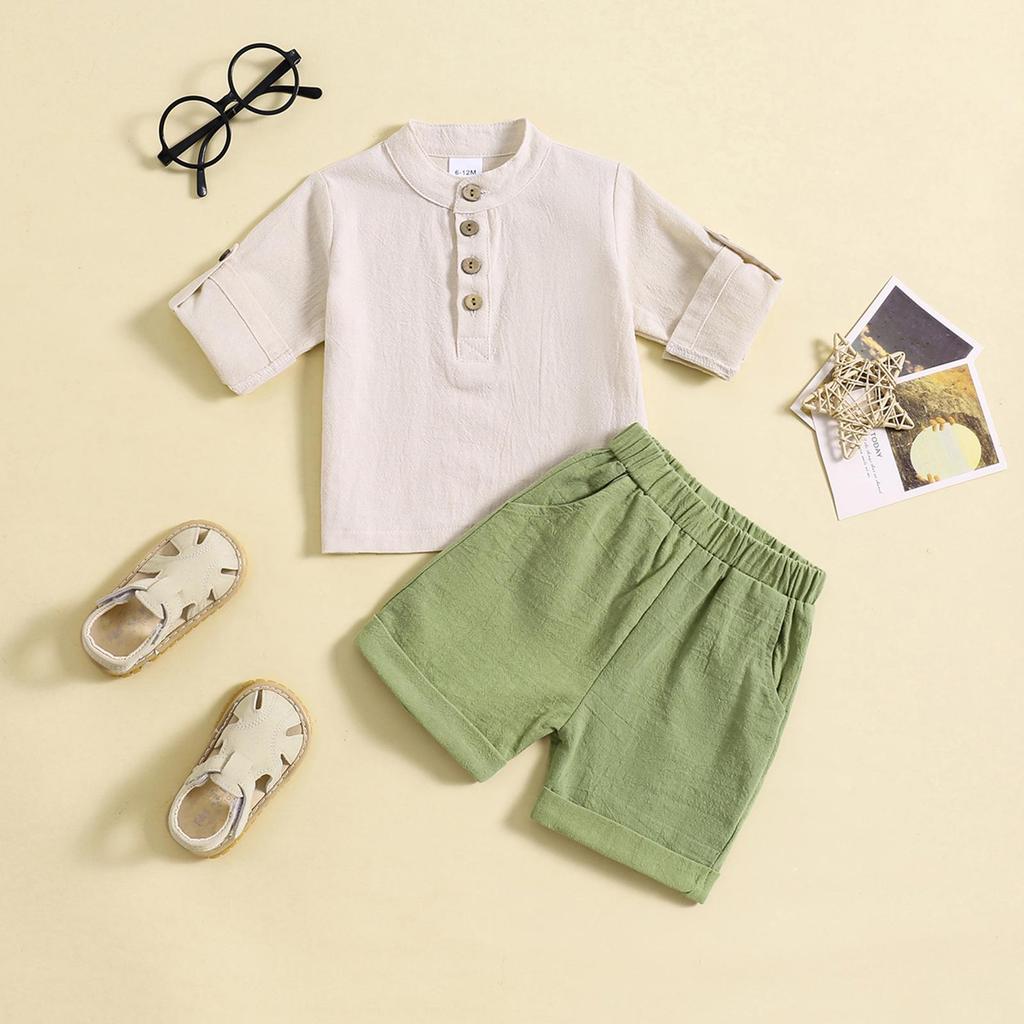 Kinder Y2K Mode Set: Kurzärmeliges Rundhals-Top & Roll-Up-Shorts für Jungen und Mädchen