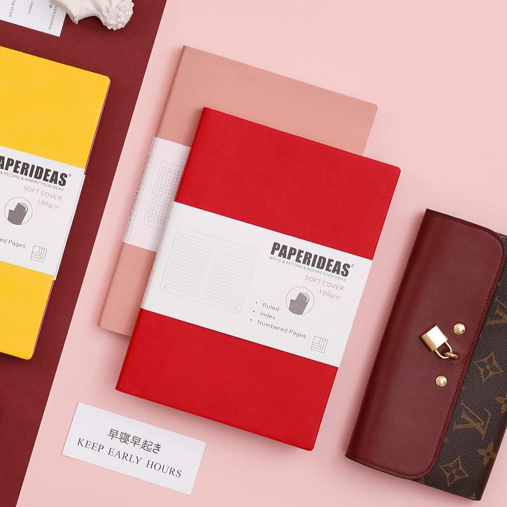 PAPERIDEAS Notebook A5 Softcover (Dot, Red)