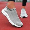 Women's Mesh Shoes with Trendy Fabric Design Comfortable Breathable Lightweight One Foot Outdoor Walking Casual Flat Shoes