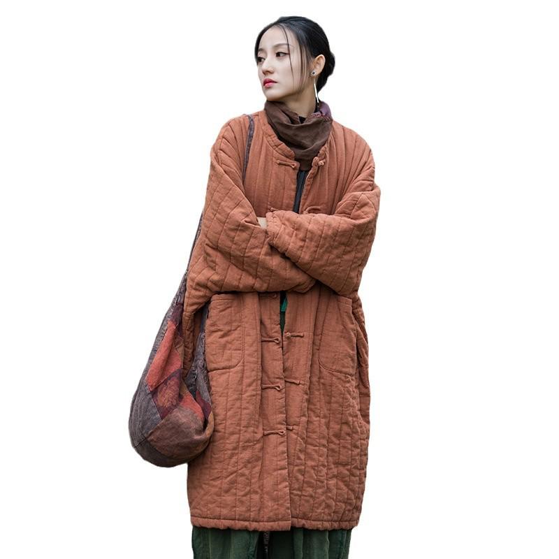 Women's Winter Quilted Ramie Cotton Coat - Vagabond Zen Style Robe