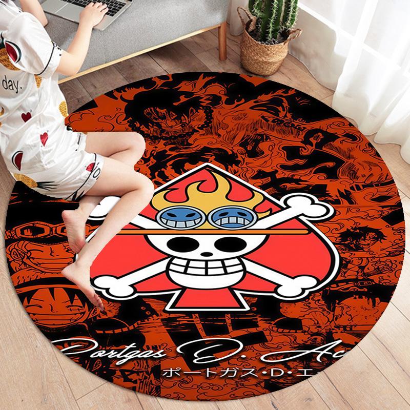 One Piece Straw Hat Pirates Round Area Rug Carpet Rug For Living Room Bedroom Sofa Playroom Decor Nonslip Floor Mat