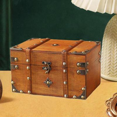 Pirate Treasure Chest Decorative Box Wood Gift Multifunctional Keepsakes Unique Antique Design