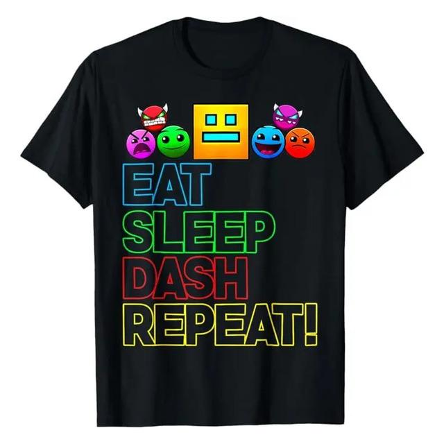 Camiseta Geometry Dash Eat Sleep Dash Repeat S