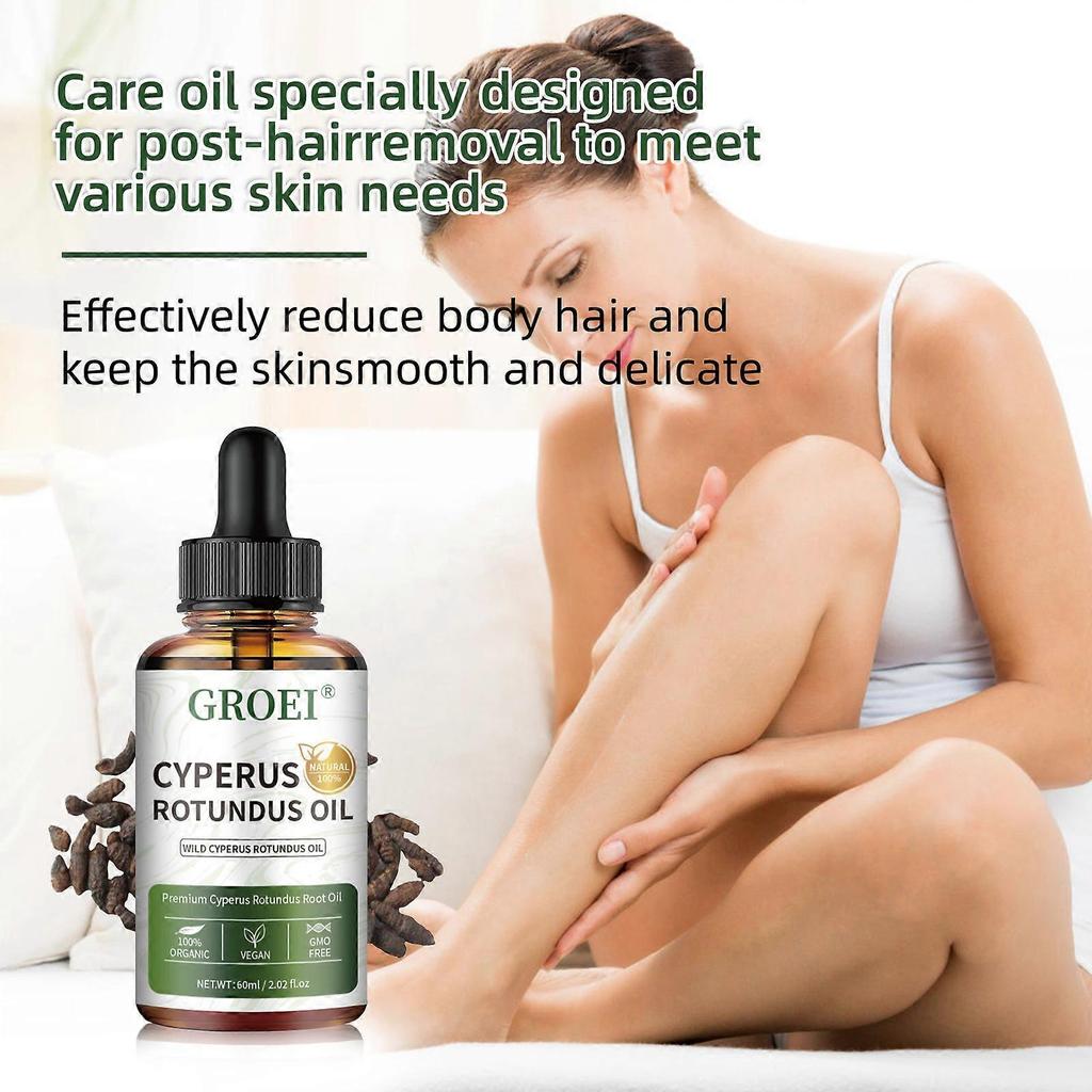 Cyperus Rotundus Oil for Hair Removal - 100% Natural Cyprus Oil for Reducing Body Hair Growth, Smooth Skin, Moisturizing & Soothing, For Men & Women