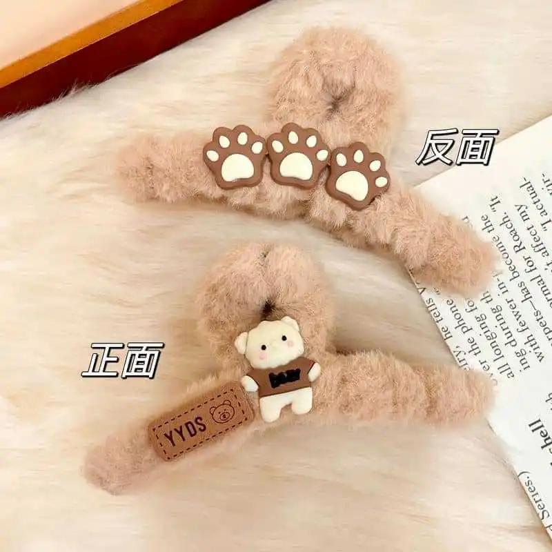 Premium Women's Cute Panda Plush Hair Claw Clip Winter Cartoon Fluffy Accessory for Ponytail Styling Versatile Cute Gift