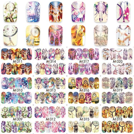 Nálepka na nehty s 12 listy s tištěným vzorem Vodotěsná Nálepka na nehty pro ženy s více styly pro krásu