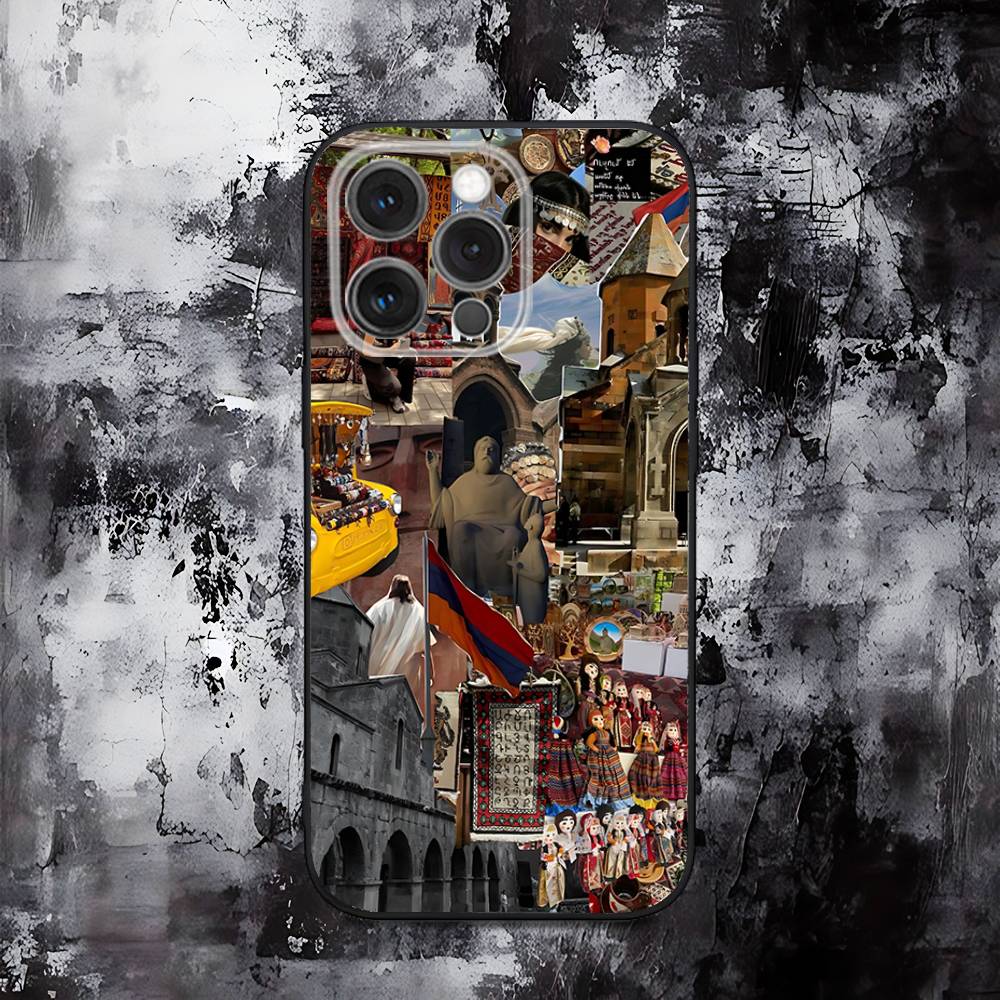 Armenia Art Passport Phone Case For iPhone 16,15,14,13,12,11,Pro,Max,Plus,X,XS,SE,E,Mini,Soft Silicone Black Case iPhone11PRO