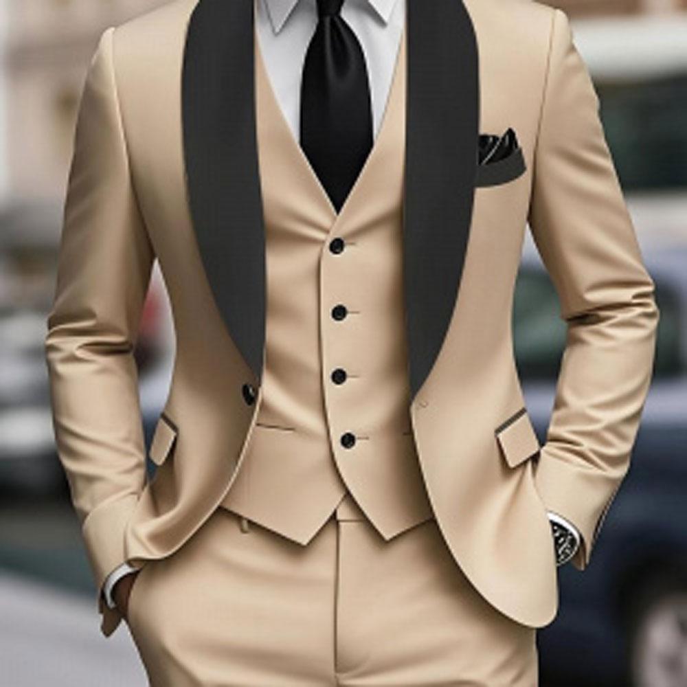 

2025 Формальный Элегантный Мужской Костюм Пиковый Лацкан Тройка Пиджак Жилет И Брюки Смокинг Костюмы для Мужчин для Свадебного Платья Вечерней Вечеринки L